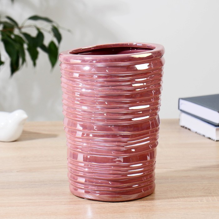 Ваза «Алонсо», h=21 см, d=15 см, керамика, розовая