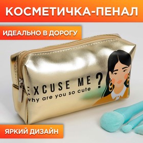 Косметичка-пенал Why you are so cute?, искусственная кожа, размер 18х10 см 7053885