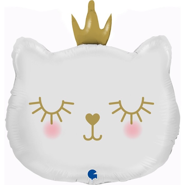 Шар фольгированный 26&quot; «Котёнок принцесса», 1 шт., фигура, цвет белый