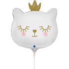 Шар фольгированный 14'' «Котёнок-принцесса», мини-фигура, 1 шт., цвет белый - фото 318824339