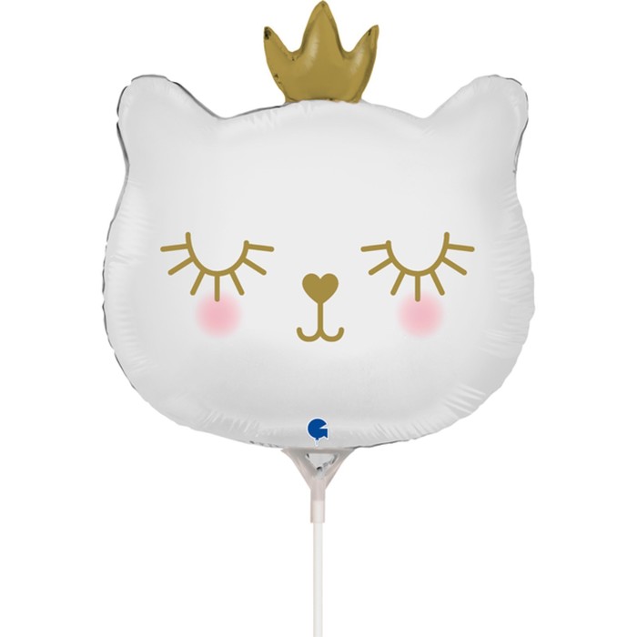 Шар фольгированный 14'' «Котёнок-принцесса», мини-фигура, 1 шт., цвет белый - Фото 1