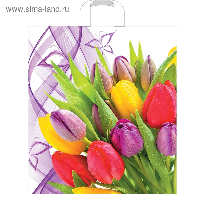 Пакет "Тюльпаны new", полиэтиленовый с петлевой ручкой, 38х45 см, 45 мкм - Фото 1