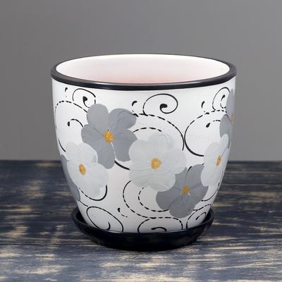 Горшок для цветов «Фиалка», 2.5 л, d=19 см, h=18 см, керамический, с поддоном