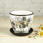 Горшок для цветов «Фиалка», 1 л, d=15 см, h=13 см, керамический, с поддоном - Фото 3