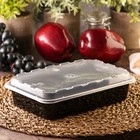 Контейнер одноразовый с крышкой, 830 мл, пластик, чёрный - Фото 1