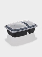 Контейнер одноразовый с крышкой, пластик, 830 мл, 2 секции, чёрный - Фото 1