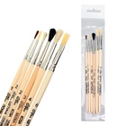 Набор кистей для рисования, пони, белка, коза, щетина, 6 штук: № 1, 2, 2, 3, 4, 6, Calligrata, круглые, плоские, ЭКОНОМ - Фото 8