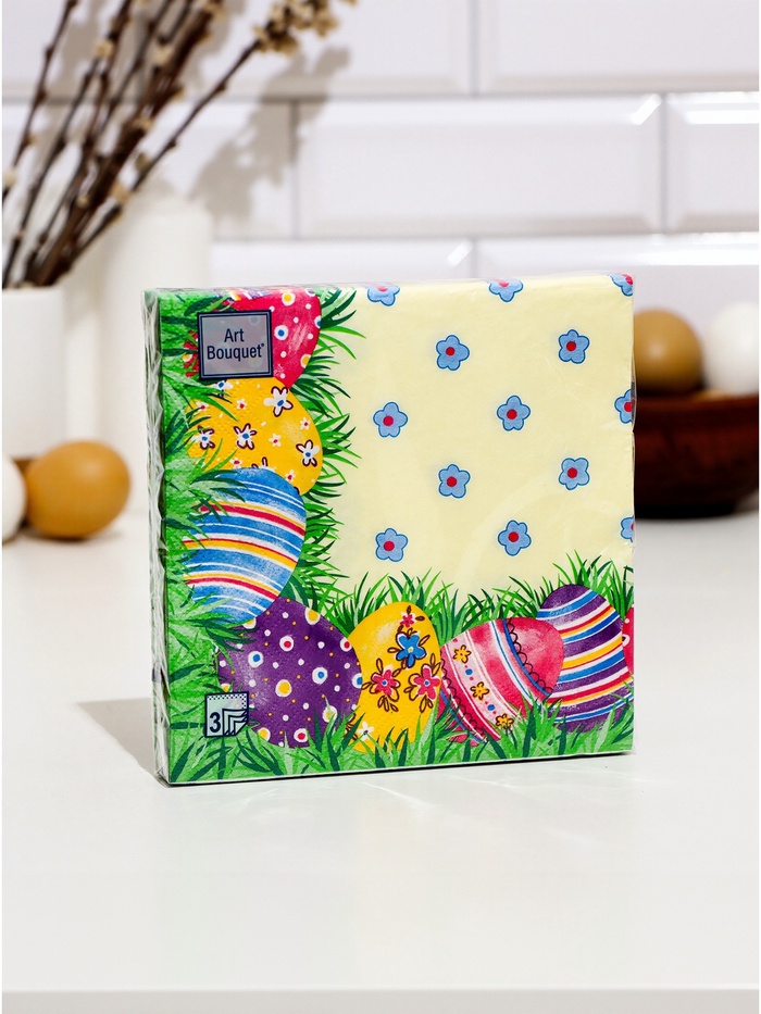 Пасхальные салфетки бумажные Art Bouquet «Пасхальные яйца», 3 слоя, 33х33 см, 20 шт - Фото 1