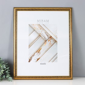 Фоторамка для фото 40×50 см «МИРАМ», пластик, золото, (пластиковый экран)