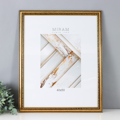 Фоторамка для фото 40×50 см «МИРАМ», пластик, золото, (пластиковый экран)