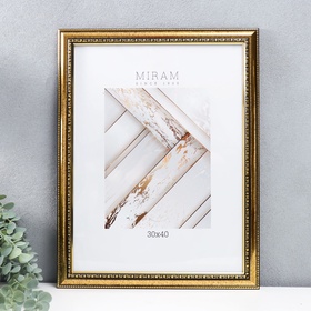 Фоторамка для фото 30×40 см «МИРАМ», пластик, золото, (пластиковый экран)