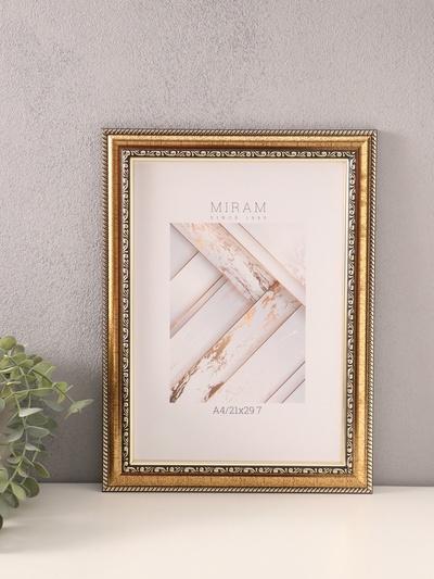 Фоторамка для фото 21×29.7 см (A4) «МИРАМ», пластик, золото, (пластиковый экран)
