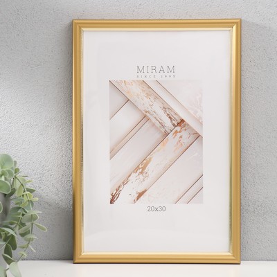 Фоторамка для фото 20×30 см «МИРАМ», пластик, золото, (пластиковый экран)