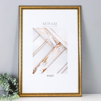 Фоторамка для фото 40×60 см «МИРАМ», пластик, золото, (пластиковый экран)