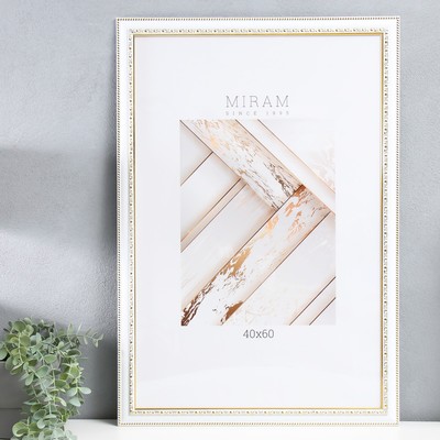 Фоторамка для фото 40×60 см «МИРАМ», пластик, белый, (пластиковый экран)