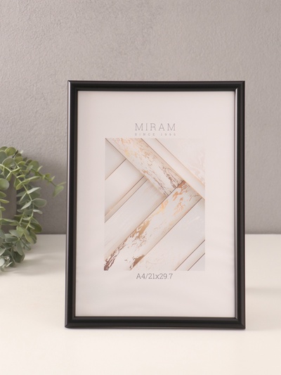 Фоторамка для фото 21×29.7 см (A4) «МИРАМ», пластик, чёрный, (пластиковый экран)