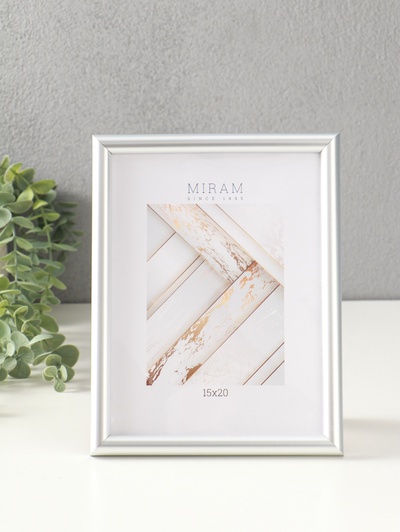 Фоторамка для фото 15×20 см «МИРАМ», пластик, серебро, (пластиковый экран)