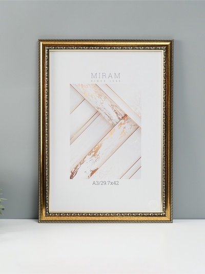 Фоторамка для фото 29.7×42 см (А3) «МИРАМ», пластик, золото, (пластиковый экран)