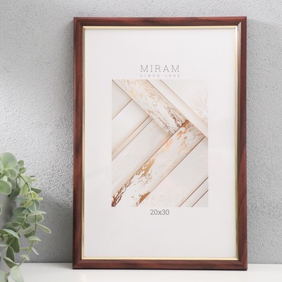 Фоторамка для фото 20×30 см «МИРАМ», пластик, бук с золотом, (пластиковый экран)