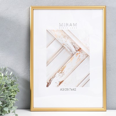 Фоторамка для фото 29.7×42 см (А3) «МИРАМ», пластик, золото, (пластиковый экран)