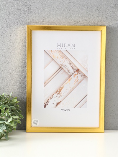 Фоторамка для фото 25×35 см «МИРАМ», пластик, золото, (пластиковый экран)