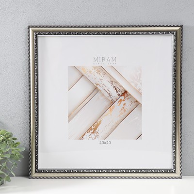 Фоторамка для фото Gallery, 40×40 см пластик, серебро, (пластиковый экран)