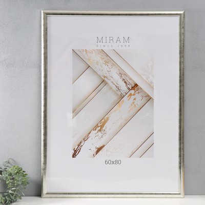 Фоторамка для фото 60×80 см «МИРАМ», пластик, серебро, (пластиковый экран)