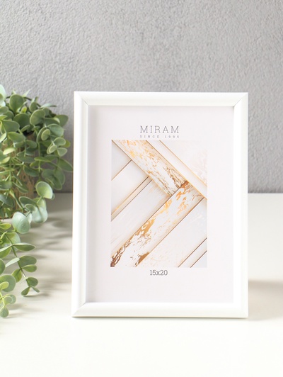 Фоторамка для фото 15×20 см «МИРАМ», пластик, белый, (пластиковый экран)