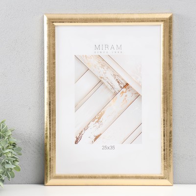 Фоторамка для фото 25×35 см «МИРАМ», пластик, золото, (пластиковый экран)