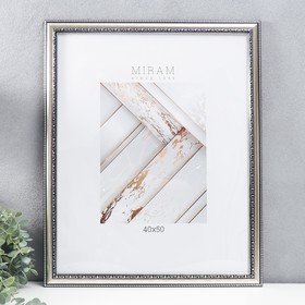 Фоторамка для фото 40×50 см «МИРАМ», пластик, серебро, (пластиковый экран)