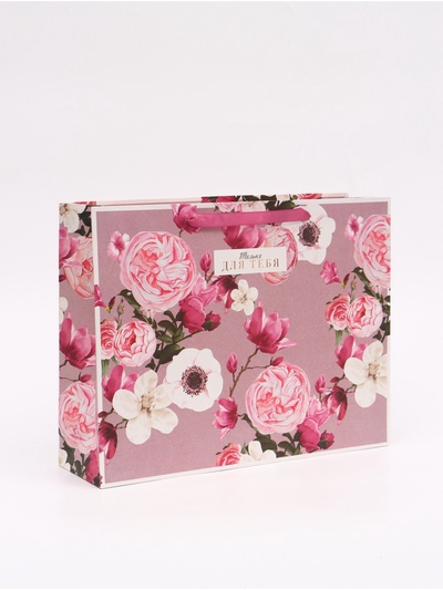 Пакет подарочный ламинированный, упаковка, Flower, L 40×31×11.5 см