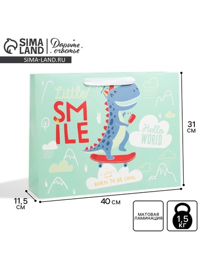 Пакет подарочный ламинированный, упаковка, «Smile», L 40 х 31 х 11.5 см