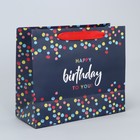 Пакет подарочный ламинированный горизонтальный, упаковка, «Happy Birthday», ML 27 х 23 х 11,5 см - фото 6571081