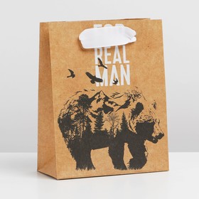 Пакет крафтовый вертикальный «Медведь», S 12 × 15 × 5.5 см