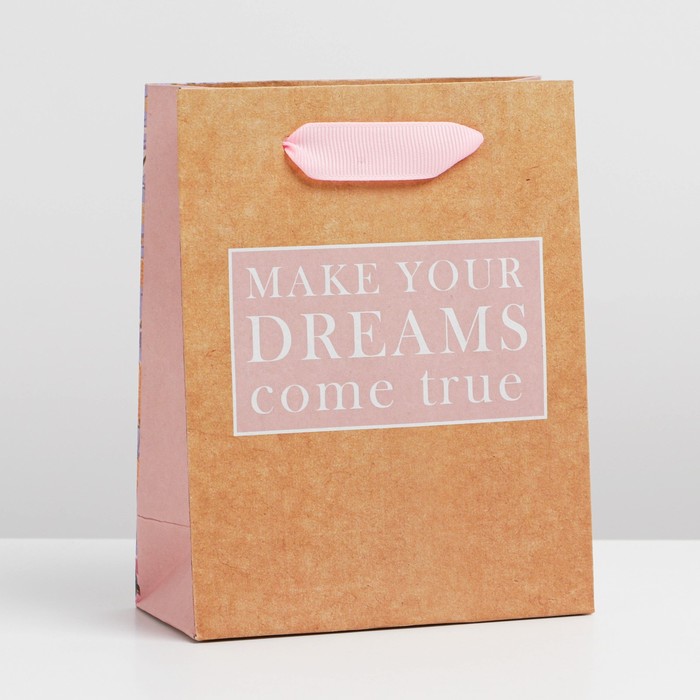 Пакет подарочный крафтовый, упаковка, «Dreams», S 12 х 15 х 5.5 см - Фото 1