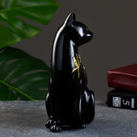

Фигура "Кошка с узором" черная с позолотой, 19х14х8см