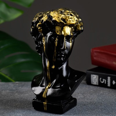 Фигурное кашпо для цветов «Бюст Давида », 100 мл, 17×9×10 см, гипс, чёрное