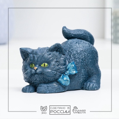 Фигурка гипс «Котёнок с бантом», 12×8×8 см