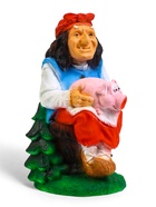 Садовая фигура из полистоуна «Баба Яга с поросёнком», 20×20×34 см - Фото 1