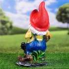 Садовая фигура "Гномик с петушком и пшеницей" 41см - фото 24514913