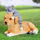 Садовая фигура "Собачка с котиком" 32 см - фото 24012307