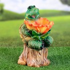 Садовая фигура-поилка для птиц "Зелёная черепаха на пне" из полистоуна, 29см, средняя - фото 318825602