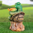 Садовая фигура-поилка для птиц "Зелёная черепаха на пне" из полистоуна, 29см, средняя - фото 9806190