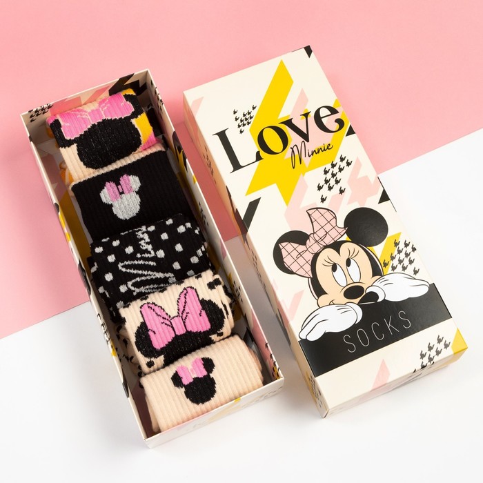 Набор носков "Love Minnie", Минни Маус, 5 пар, 22-24 см - Фото 1