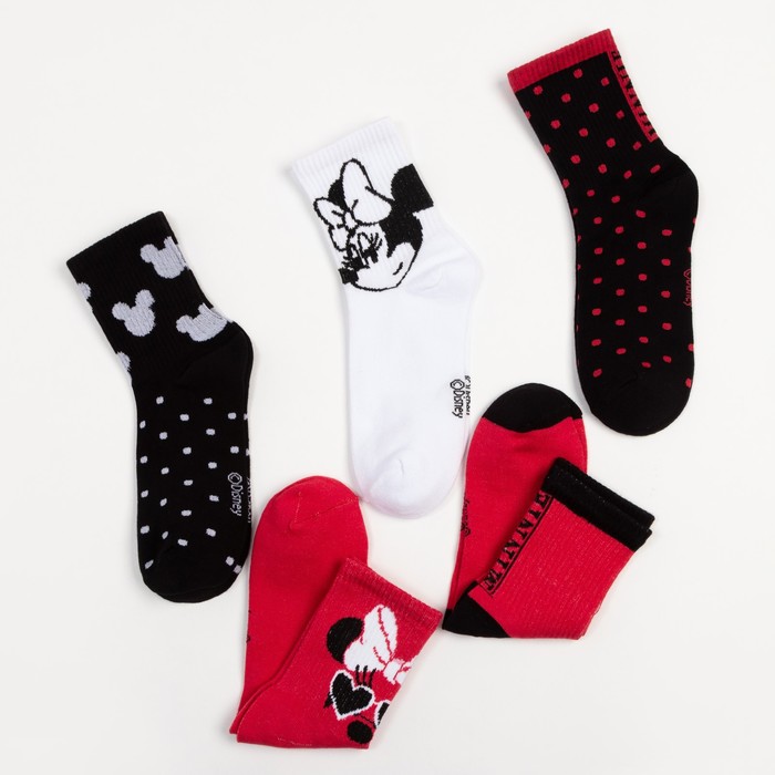 Набор носков "Minnie Mouse", Минни Маус, 5 пар, 22-24 см - фото 1907415163