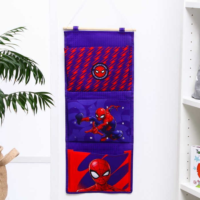 Кармашки вертикальные настенные 31х70 см, Человек - паук - Фото 1