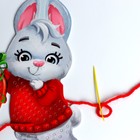 Новогодний набор для творчества. Вышивка пряжей «Новый год! Кролик» на картоне - Фото 5