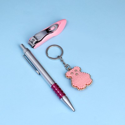 Набор подарочный, 3 предмета: ручка, брелок, кусачки