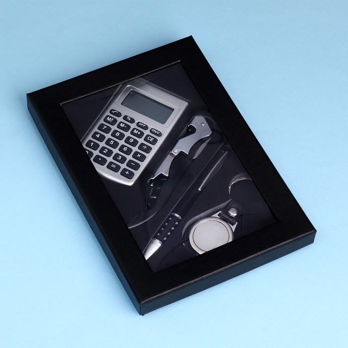 Набор подарочный 4в1 (ручка, калькулятор, брелок, штопор с открывалкой) - Фото 1