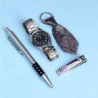 Набор подарочный 4в1 (ручка, часы, кусачки, брелок),микс - фото 3773529